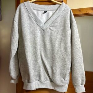 SHEIN Light Gray V-Neck Women's Sweater